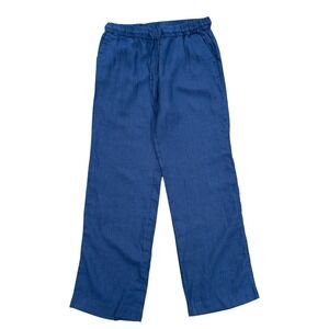 Charter Club Linen‎ Pants Women's Small Drawstring Waist Lightweight Blue Casual